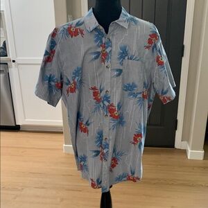 Billabong Casual Blue and Red Floral Button Down Shirt